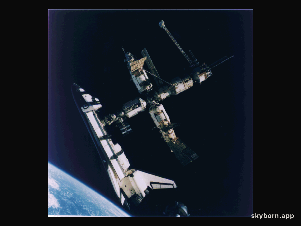 The Space Shuttle Docks with Mir