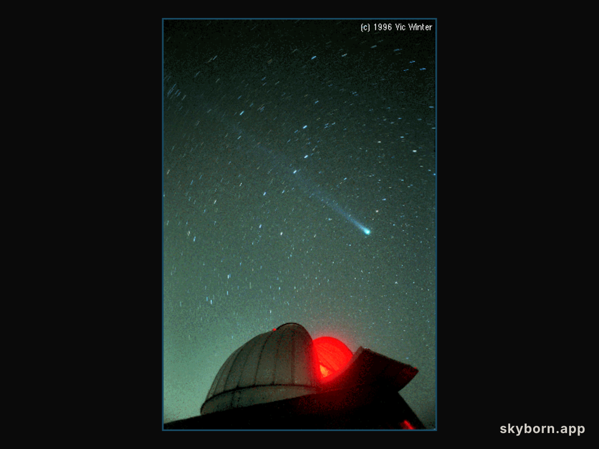 Hyakutake, Big Dipper, and Observatory Dome