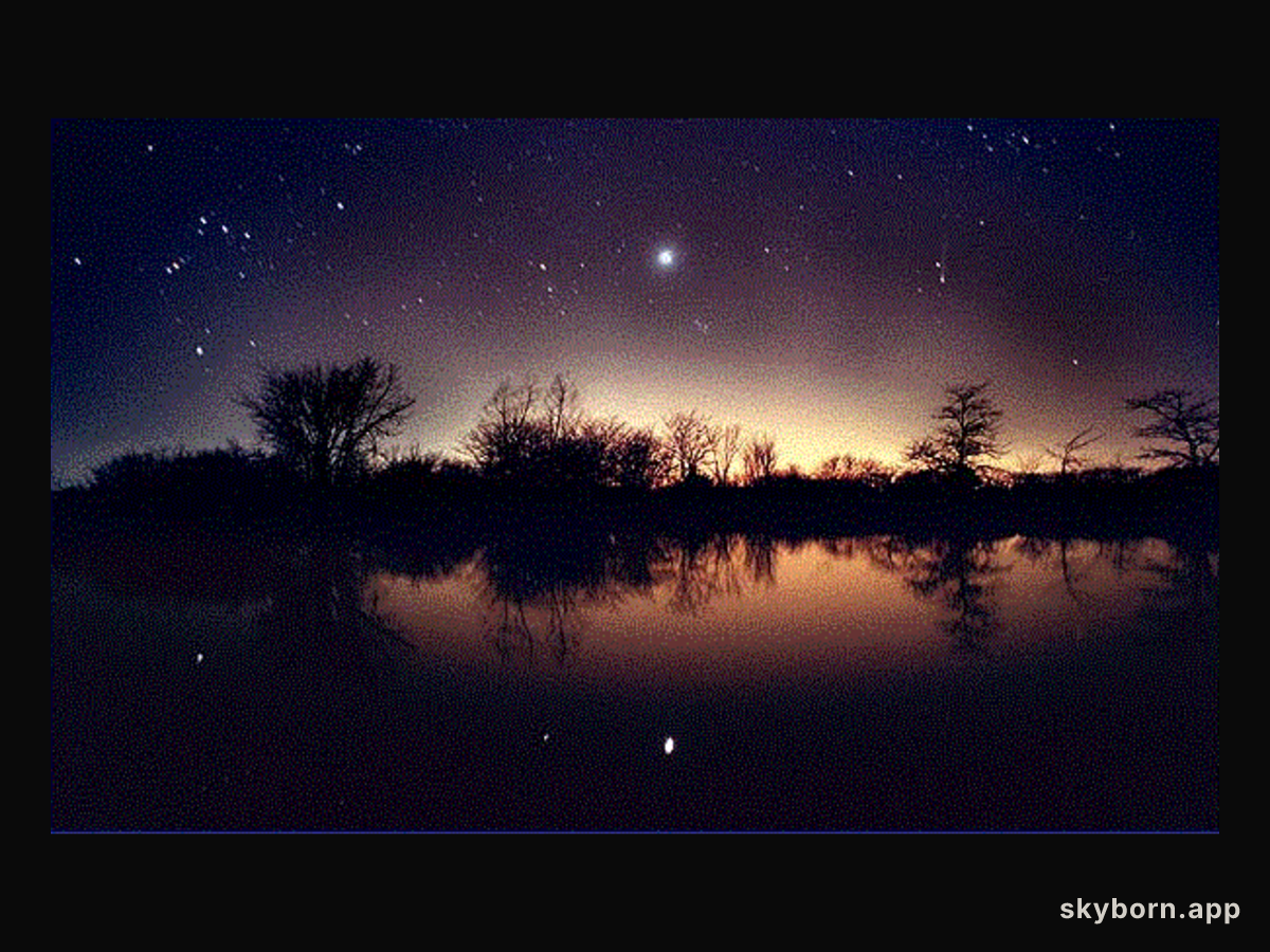 Hyakutake, Venus, Orion, and Pond