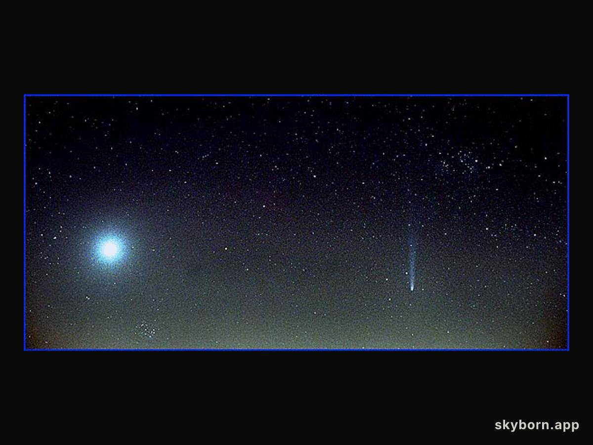 Comet Hyakutake on a Starry Night