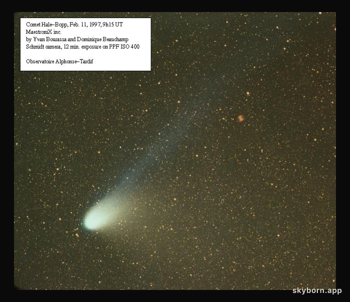 Comet Hale-Bopp and the Dumbbell Nebula
Credit and Copyright: