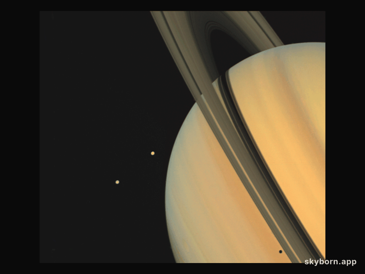 Saturn with Moons Tethys and Dione