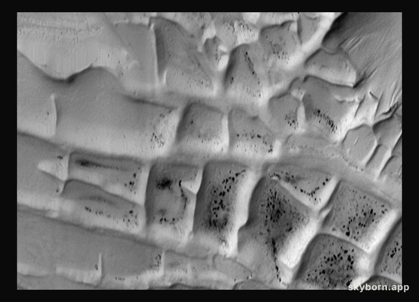 Mars: Ridges Near The South Pole