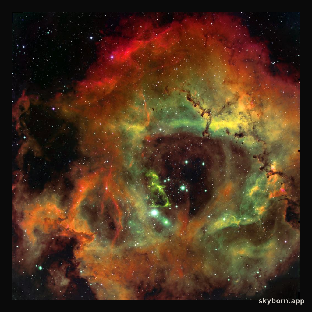 The Rosette Nebula in Hydrogen, Oxygen, and Sulfur