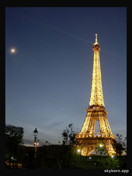 Moon and Planets by the Eiffel Tower