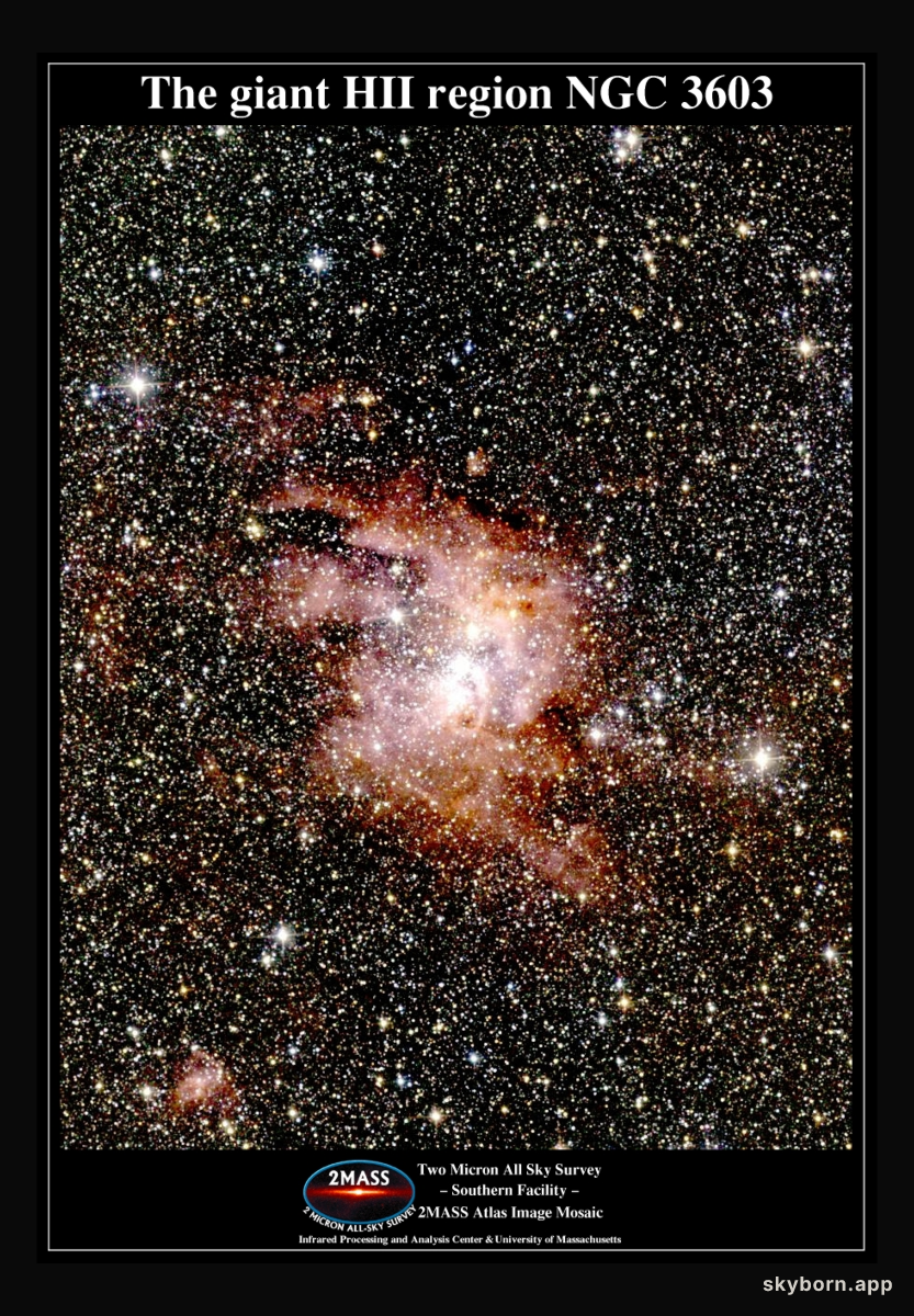 Giant Emission Nebula NGC 3603 in Infrared