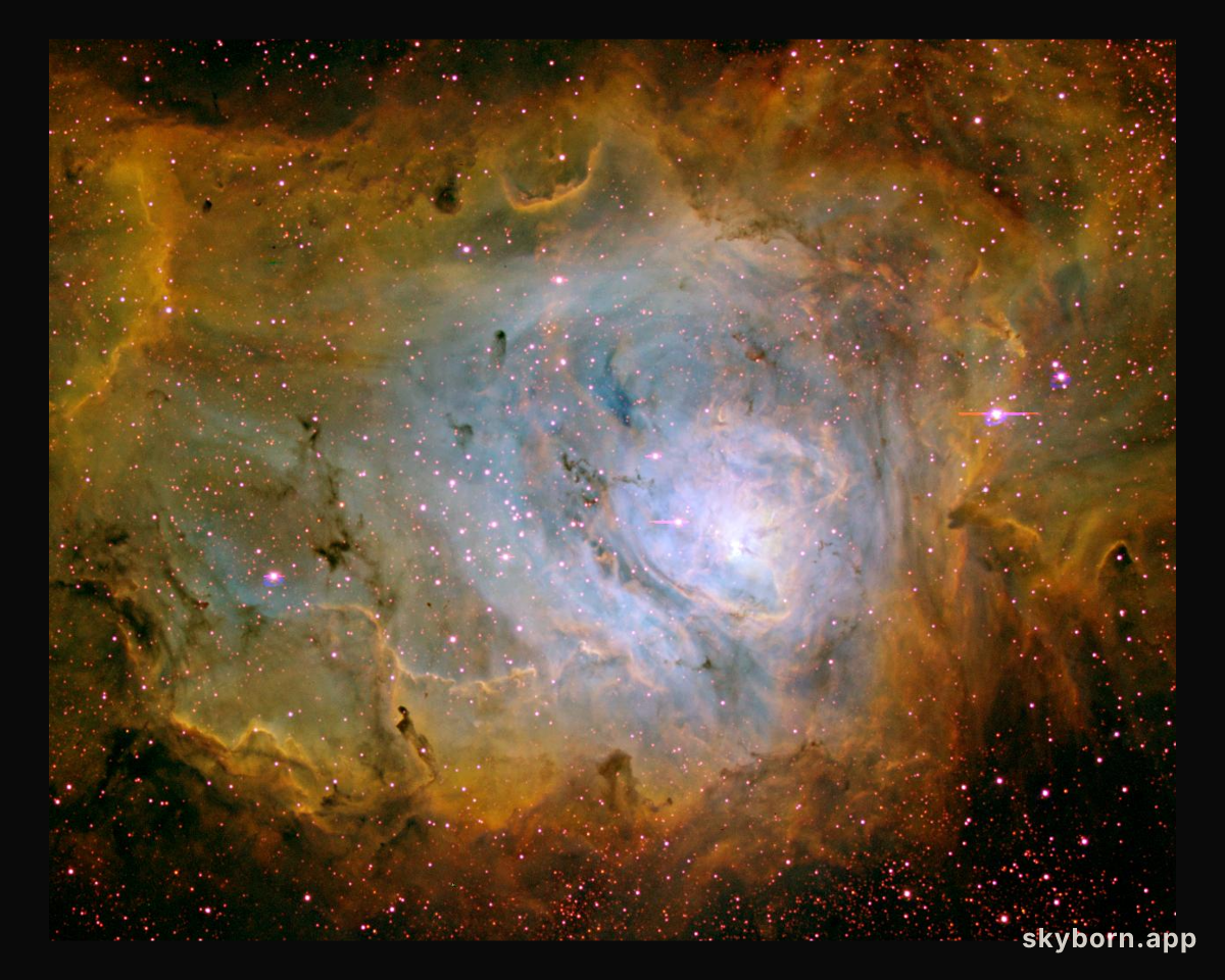 The Lagoon Nebula in Three Colors