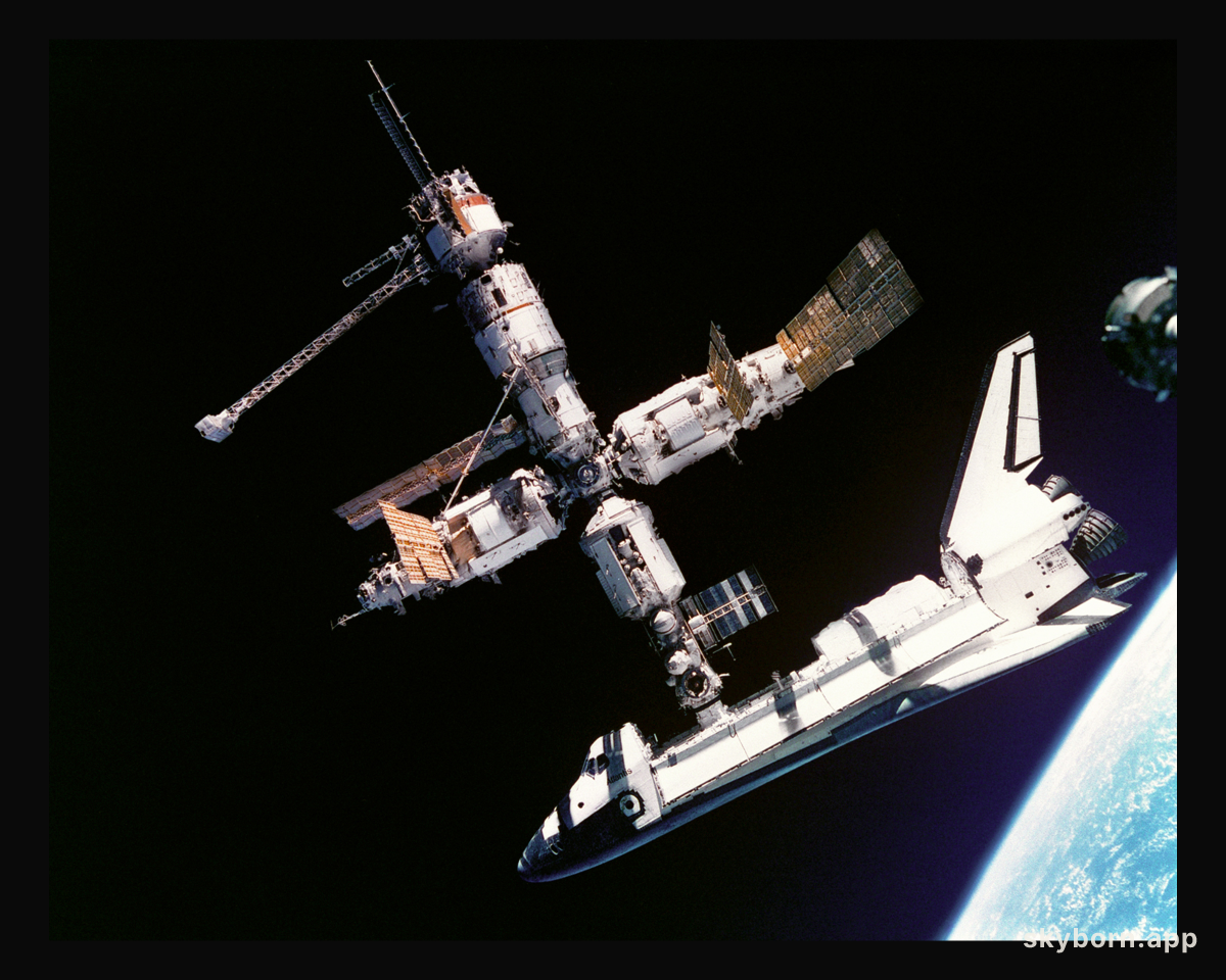 The Space Shuttle Docked with Mir