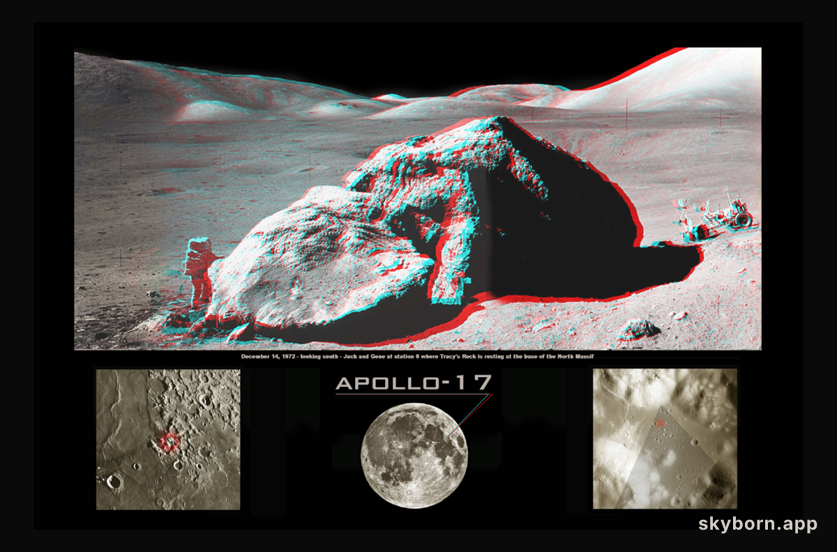Apollo 17: Boulder in Stereo