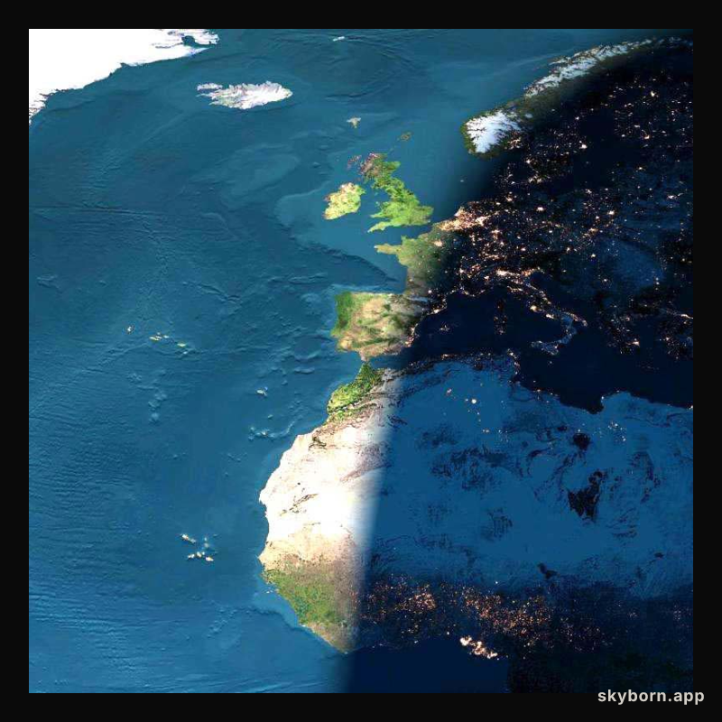 A Digital Sunset Over Europe and Africa