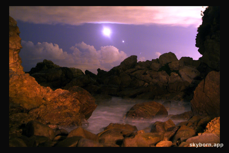 Moon and Venus over Corona Del Mar Beach