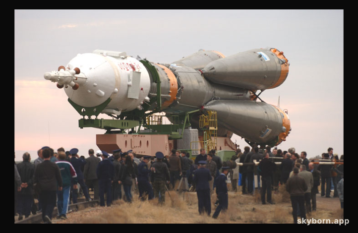 Rollout of Soyuz TMA-2 Aboard an R7 Rocket