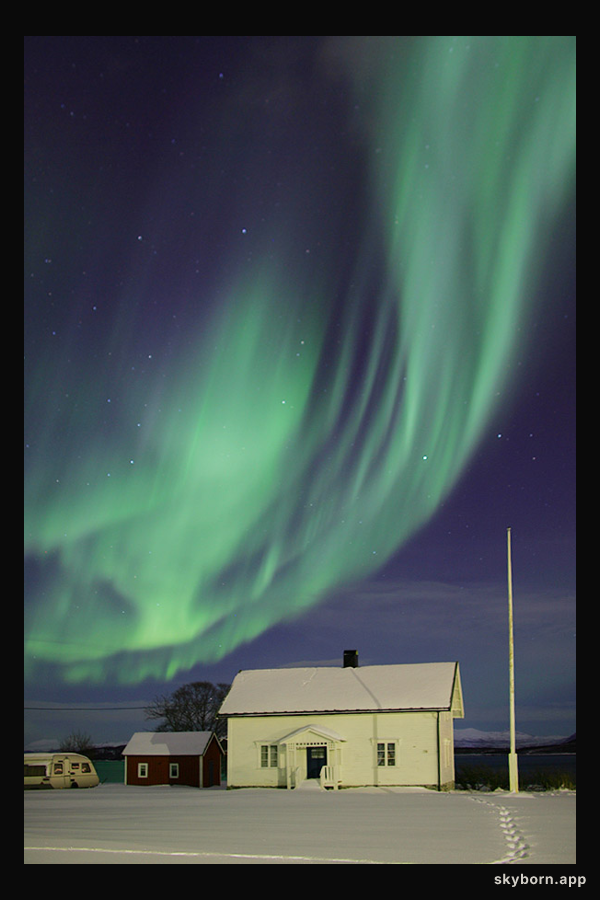Green and Black Aurora Over Norway