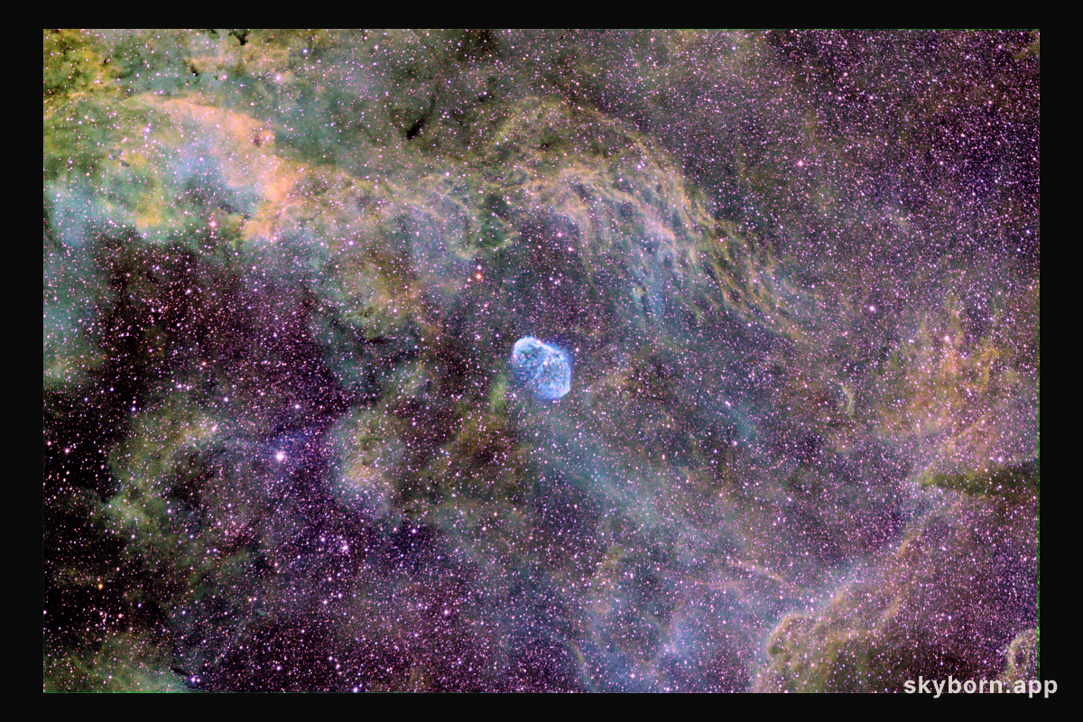 NGC 6888: A Tricolor Starfield