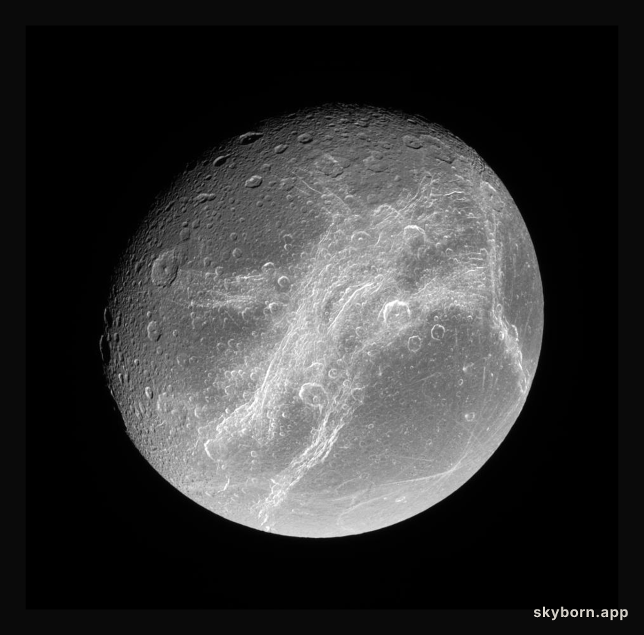 Bright Cliffs Across Saturn's Moon Dione