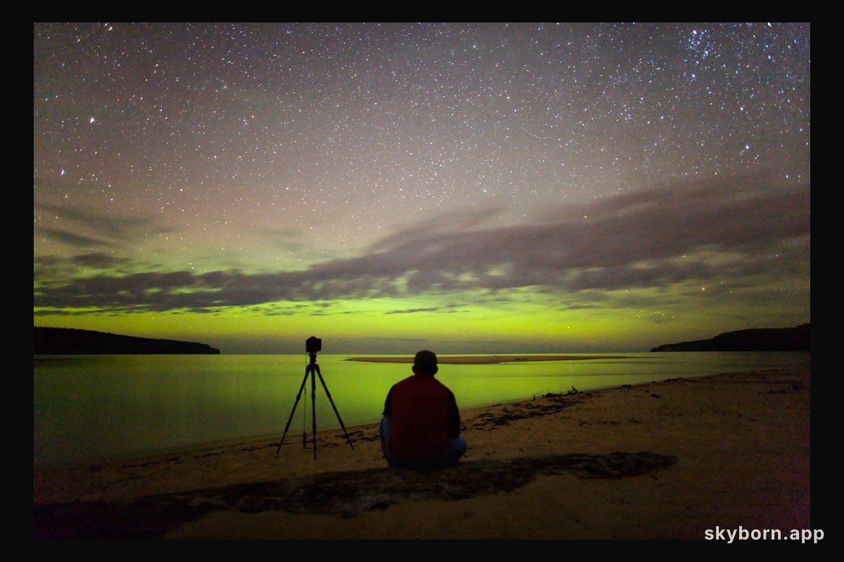 Green Aurora Over Lake Superior