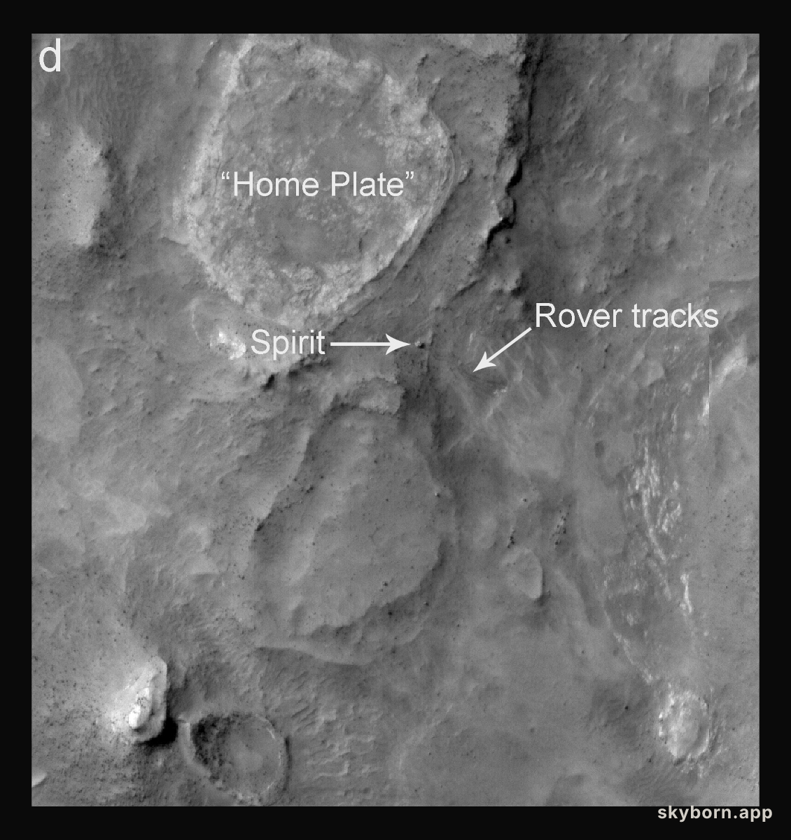 Spirit Rover on Mars Imaged from Orbit