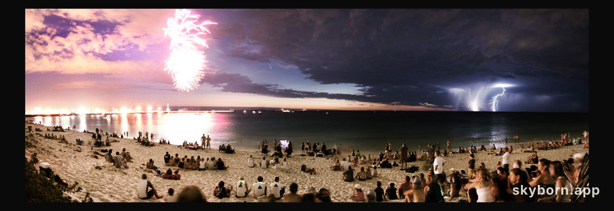 Comet Between Fireworks and Lightning