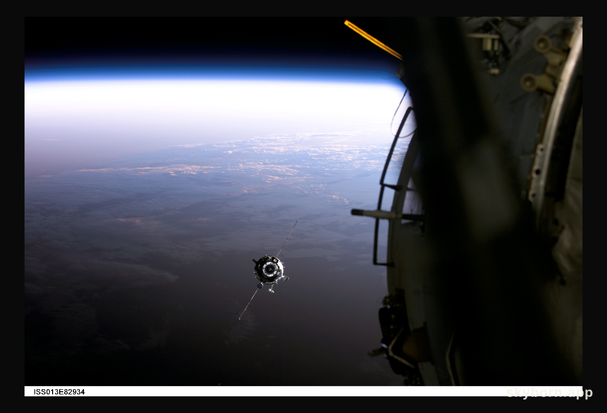 A Supply Ship Approaches the Space Station