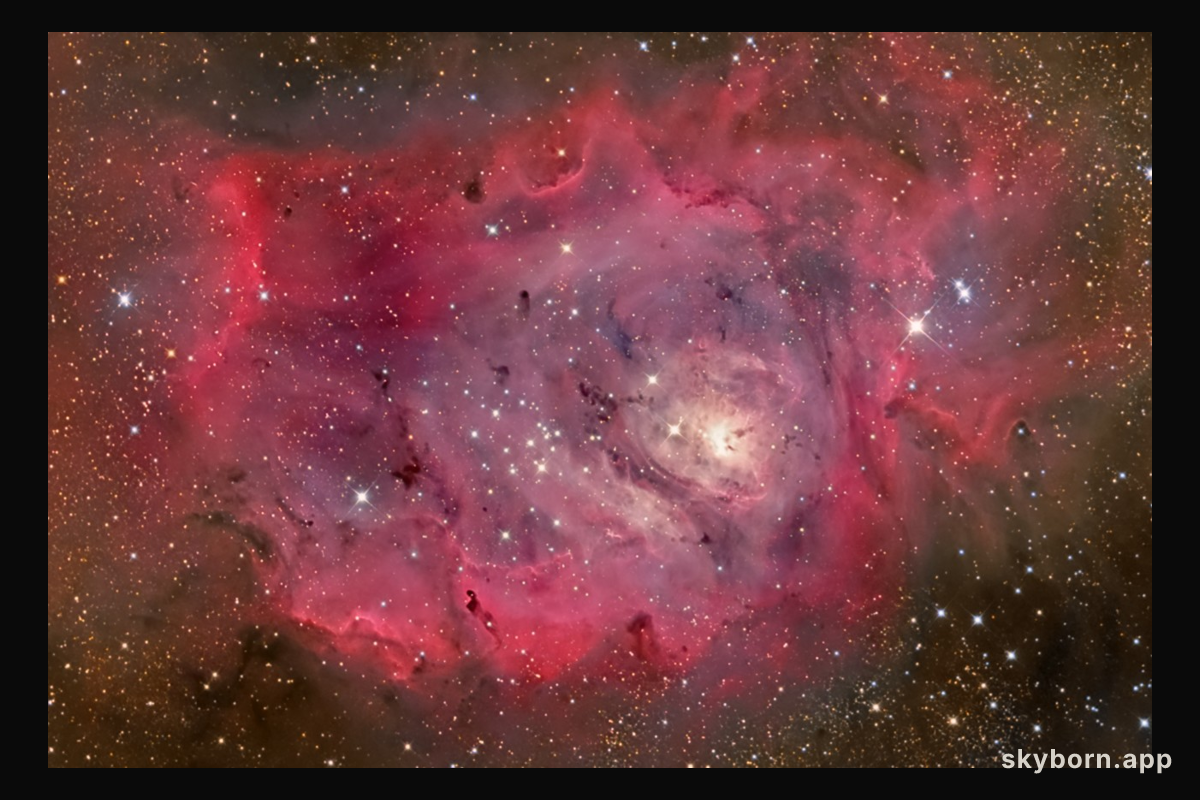 The Lagoon Nebula in Gas, Dust, and Stars