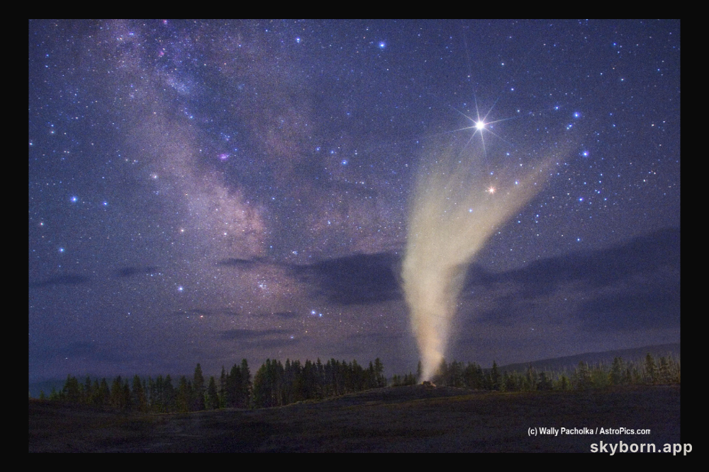 Old Faithful Below a Yellowstone Sky