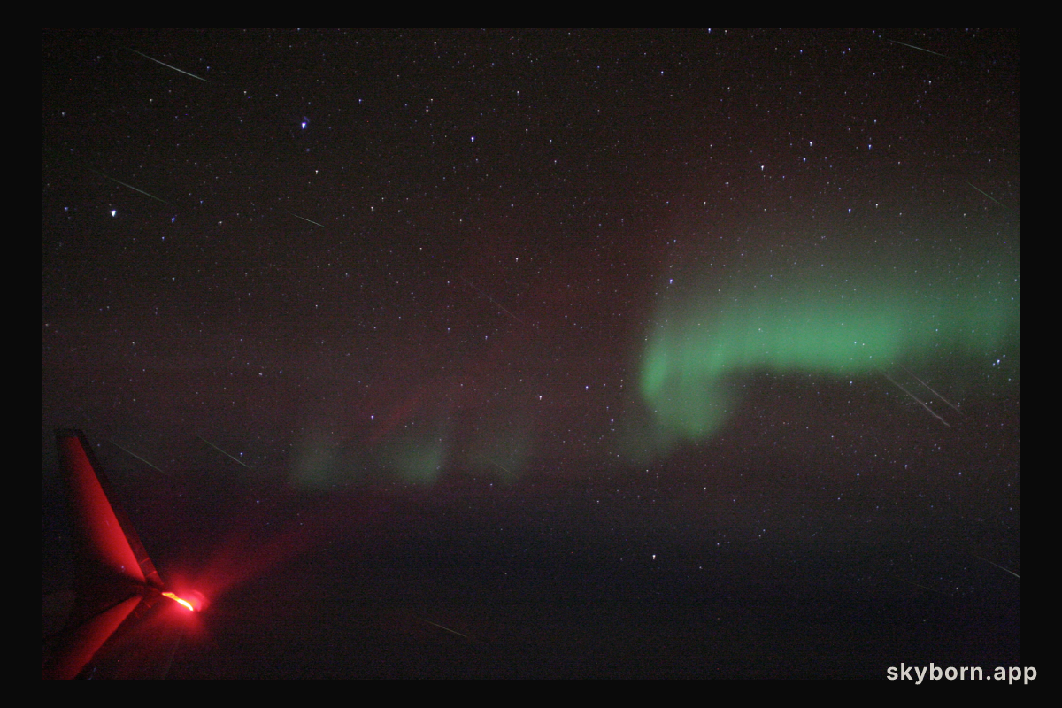 Quadrantid Meteors and Aurora from the Air