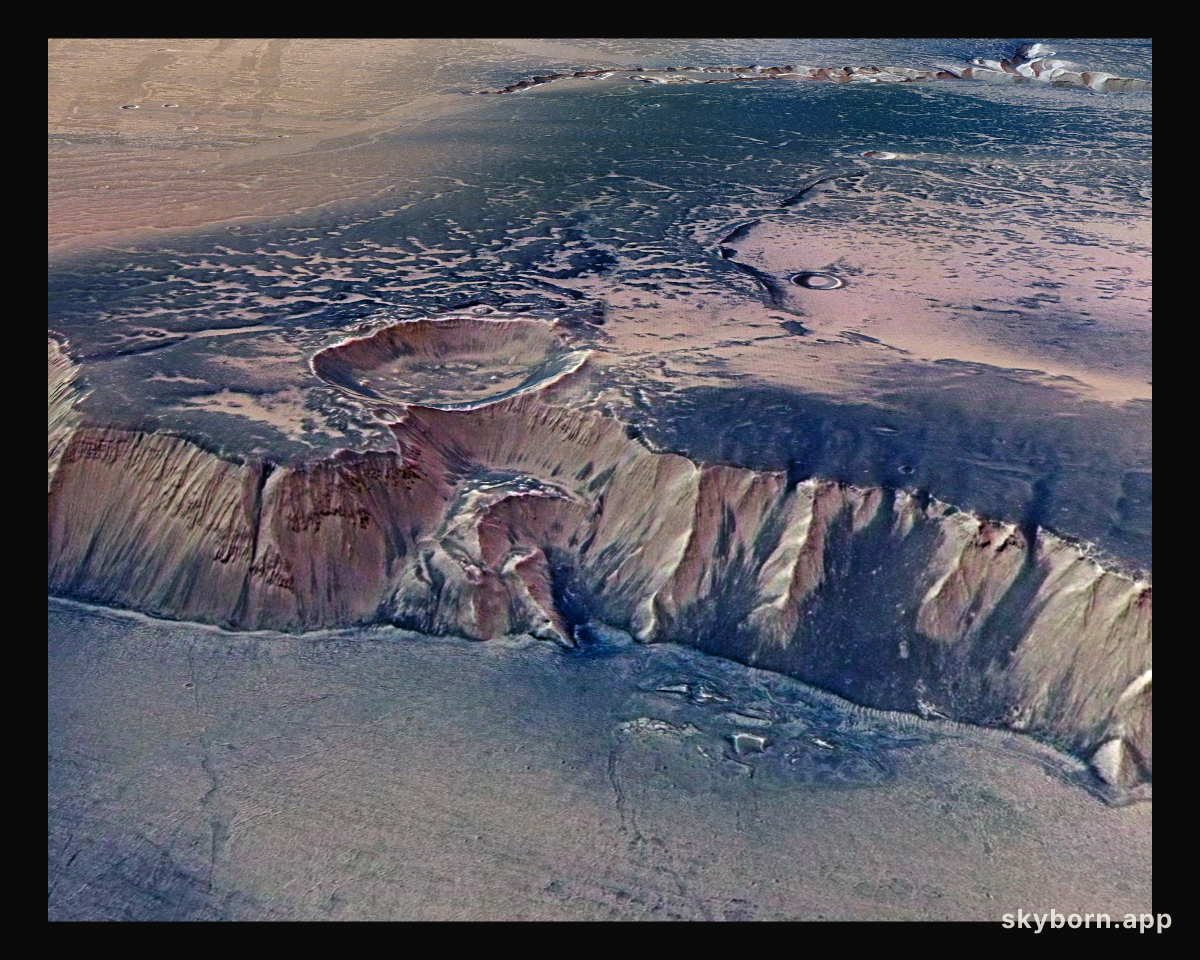 High Cliffs Surrounding Echus Chasma on Mars