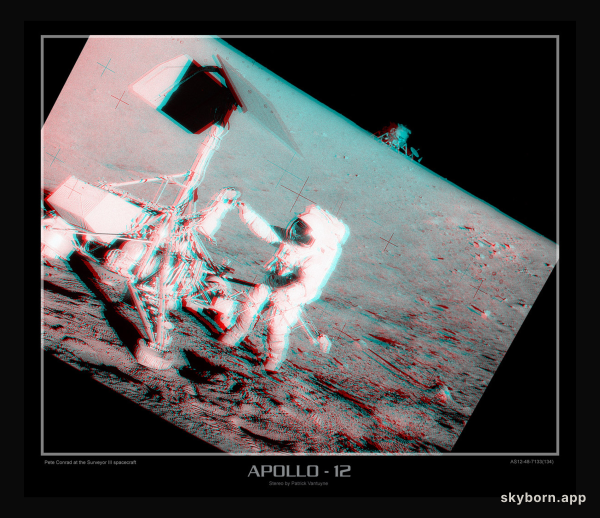 Apollo 12 and Surveyor 3 Stereo View