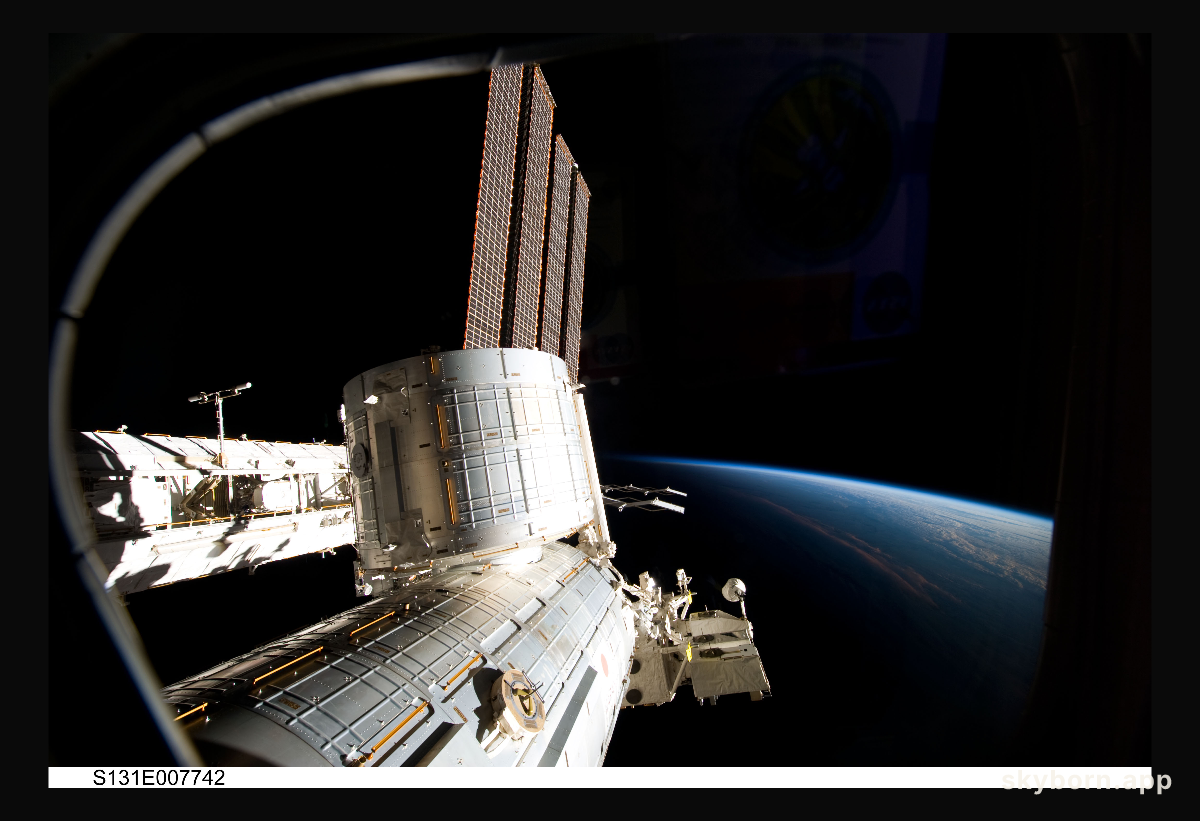 A Large Space Station Over Earth