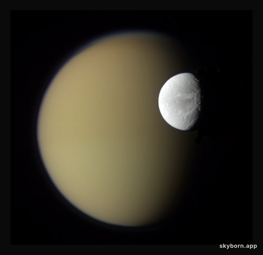 Saturn's Moons Dione and Titan from Cassini