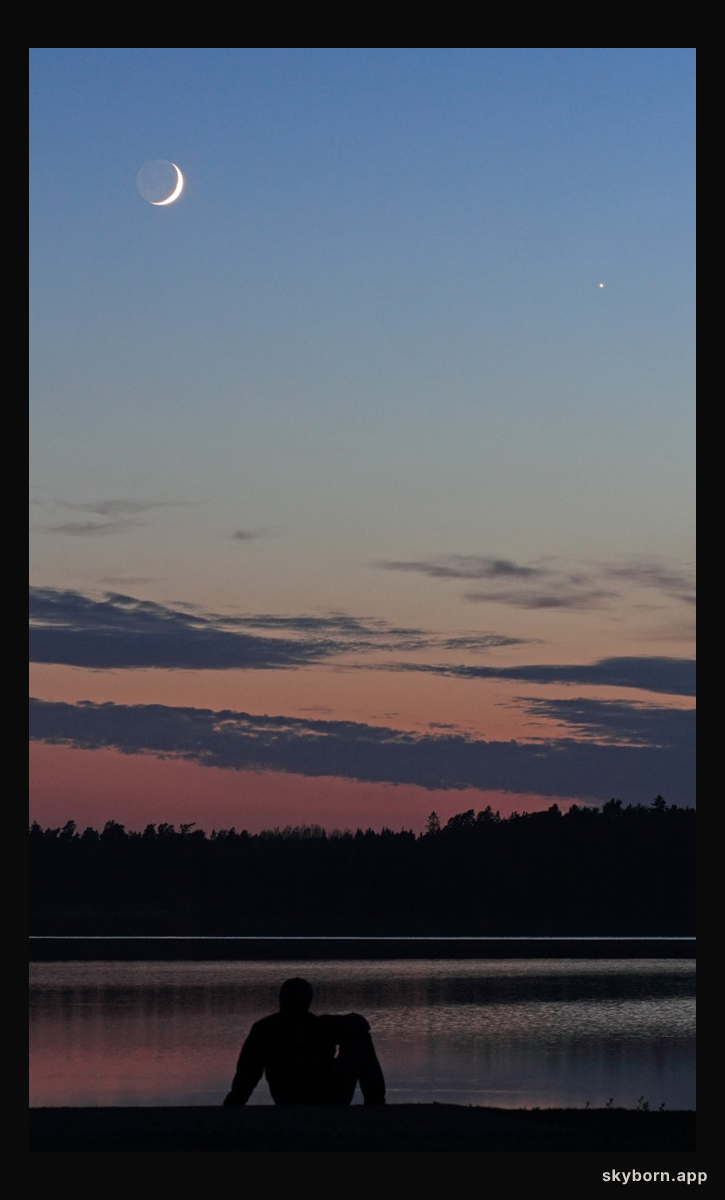 Calm, Crescent Moon, and Venus