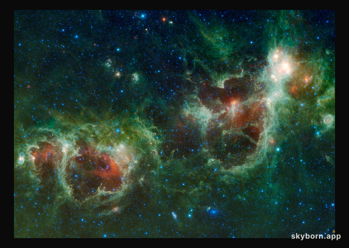 WISE: Heart and Soul Nebulas in Infrared