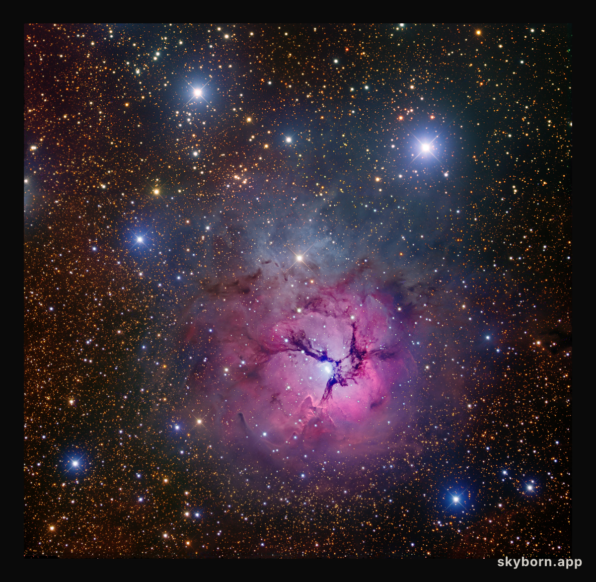 The Trifid Nebula is Stars and Dust