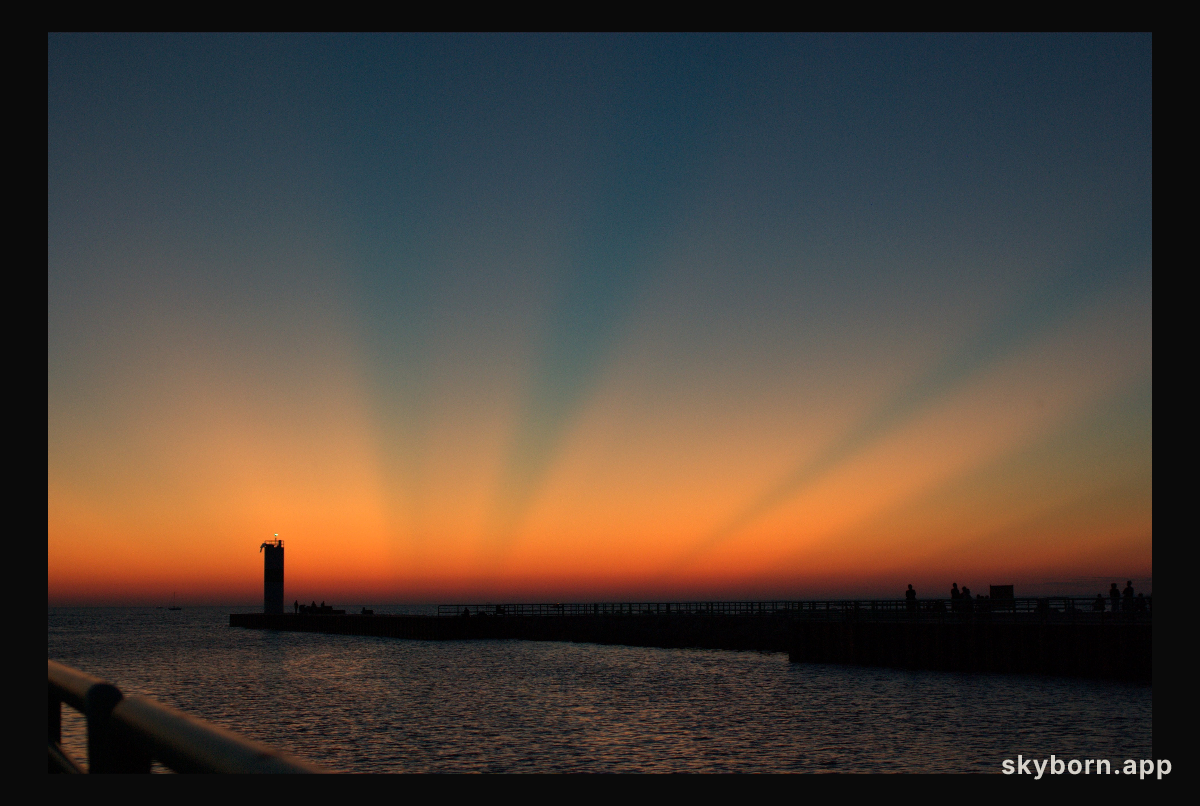 Crepuscular Rays Over Lake Michigan