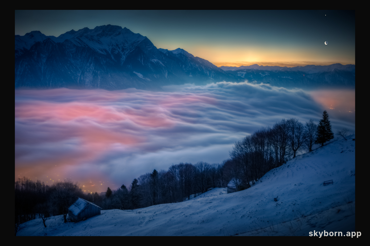 Moon and Venus Over Switzerland