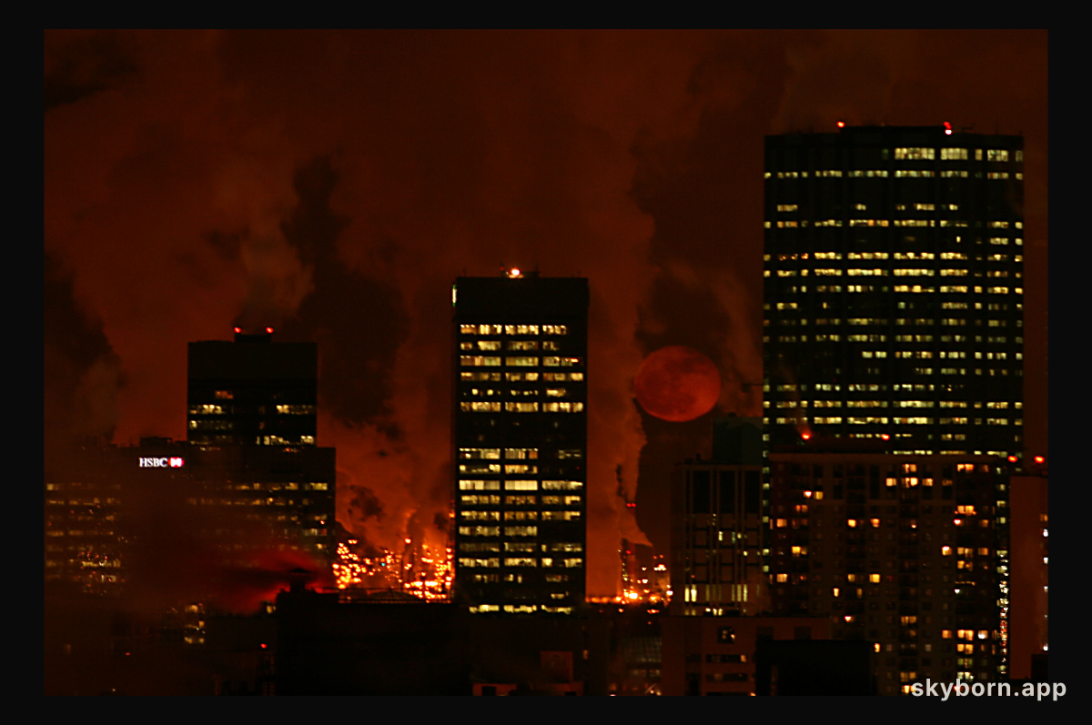 Red Snow Moon Over Edmonton
