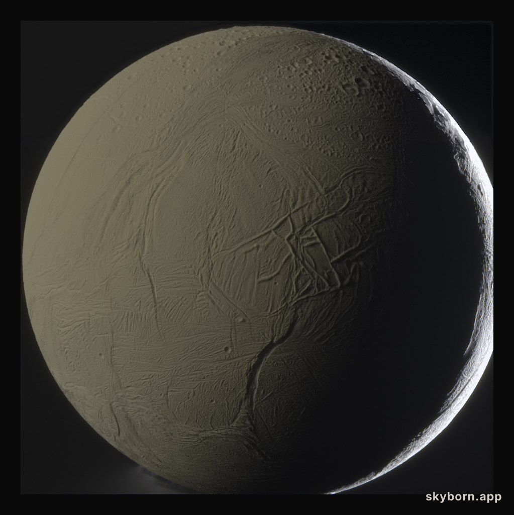 Enceladus Backlit by Saturn