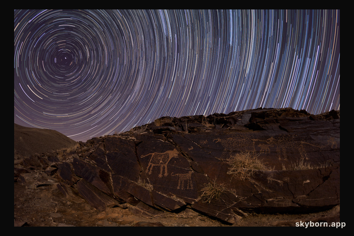 Teimareh Petroglyphs and Star Trails