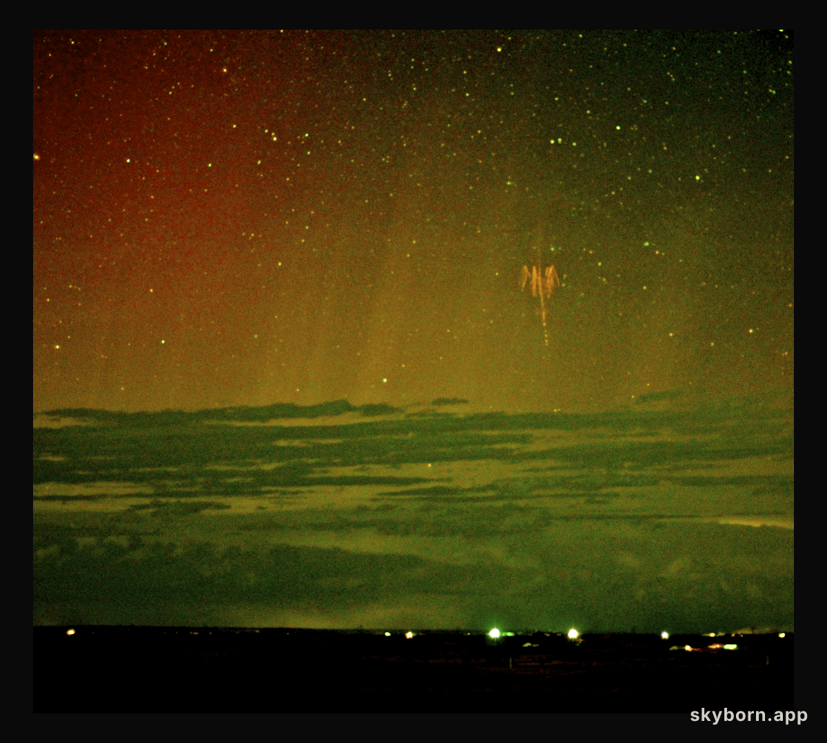 Red Sprite Lightning with Aurora