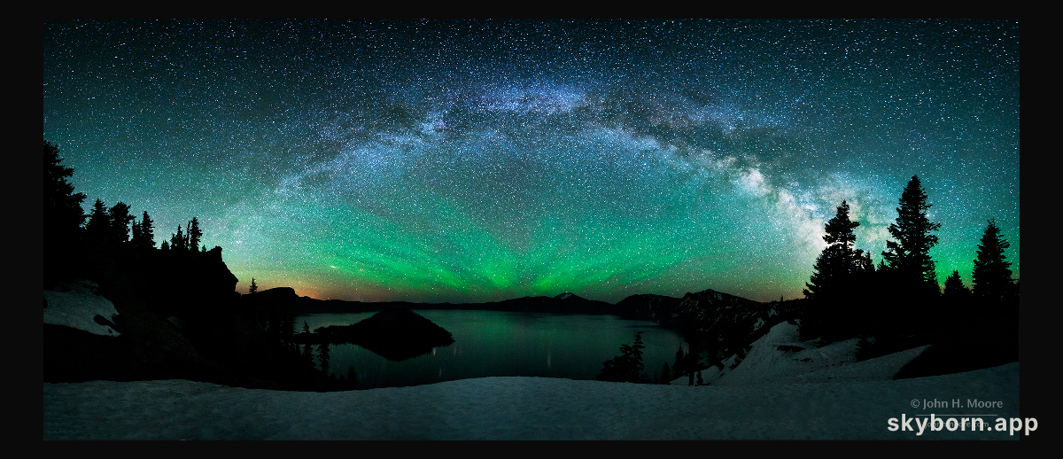 Milky Way Over Crater Lake with Airglow
