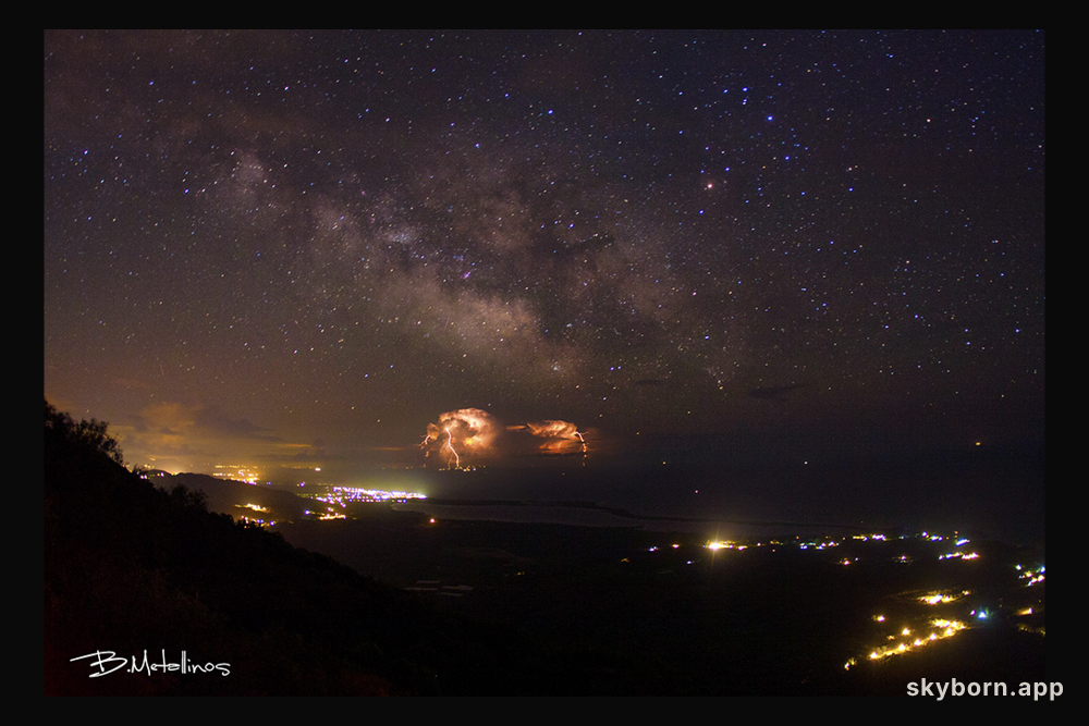 Stars and Lightning Over Greece
