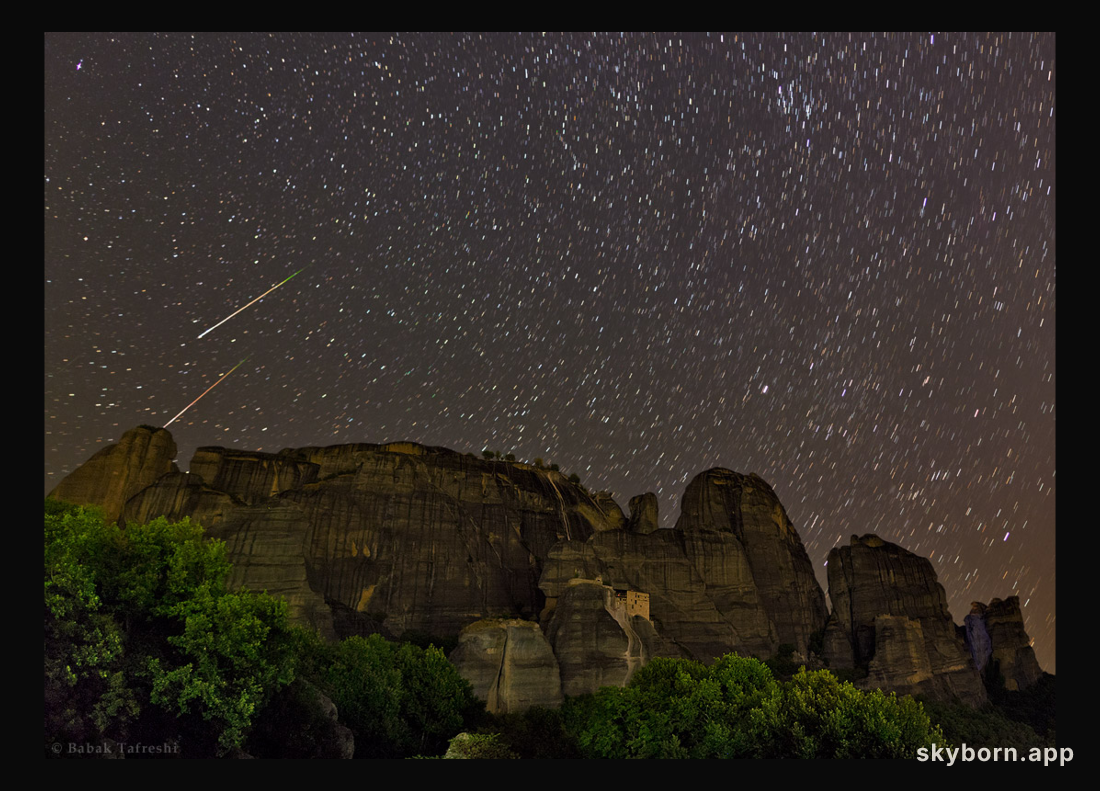 Perseids over Meteora