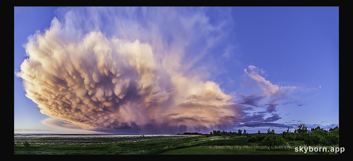 A Retreating Thunderstorm at Sunset