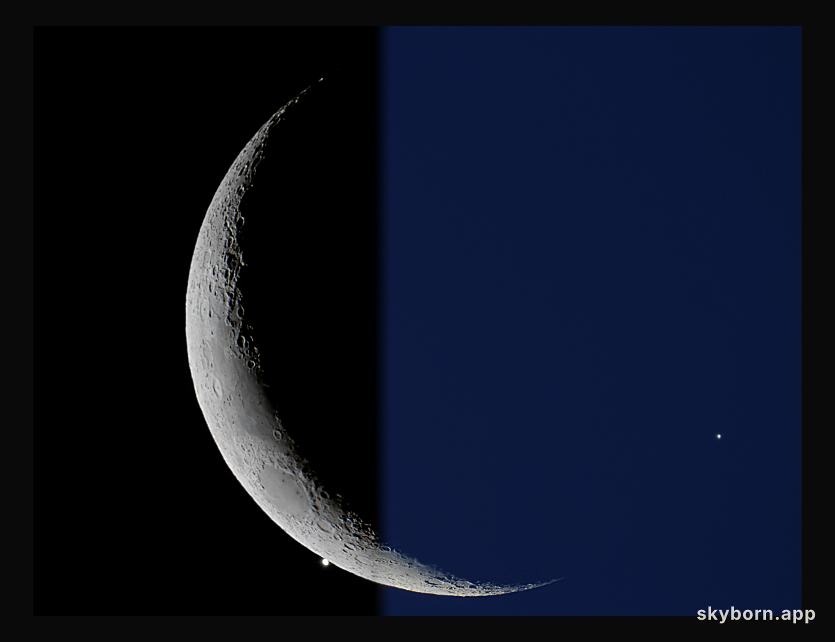 Crescent Moon Meets Evening Star