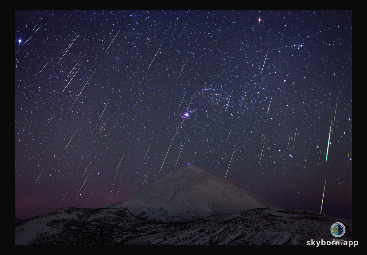 Geminid Meteors over Teide Volcano