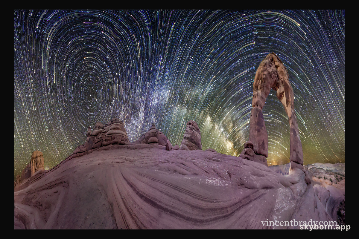 Warped Sky: Star Trails over Arches National Park
