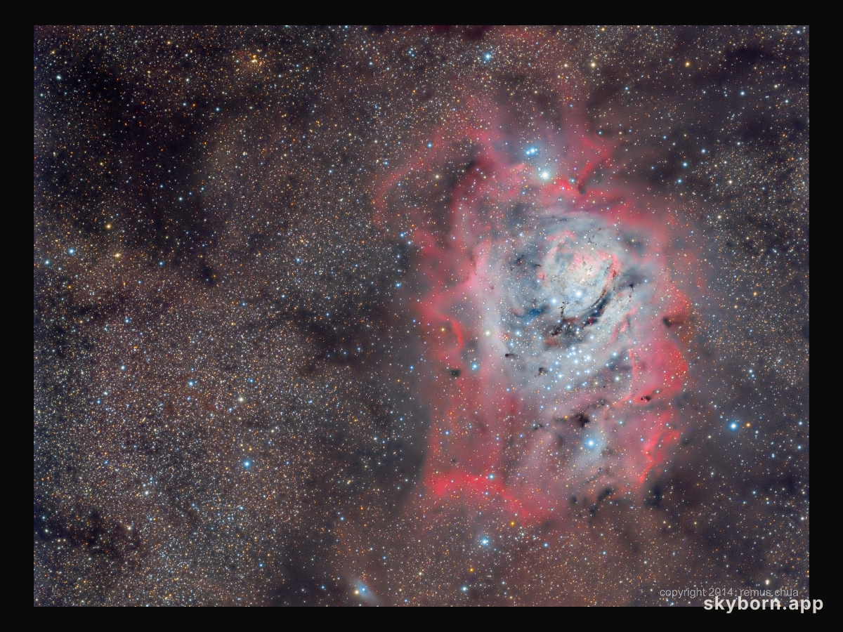 The Lagoon Nebula in Stars Dust and Gas