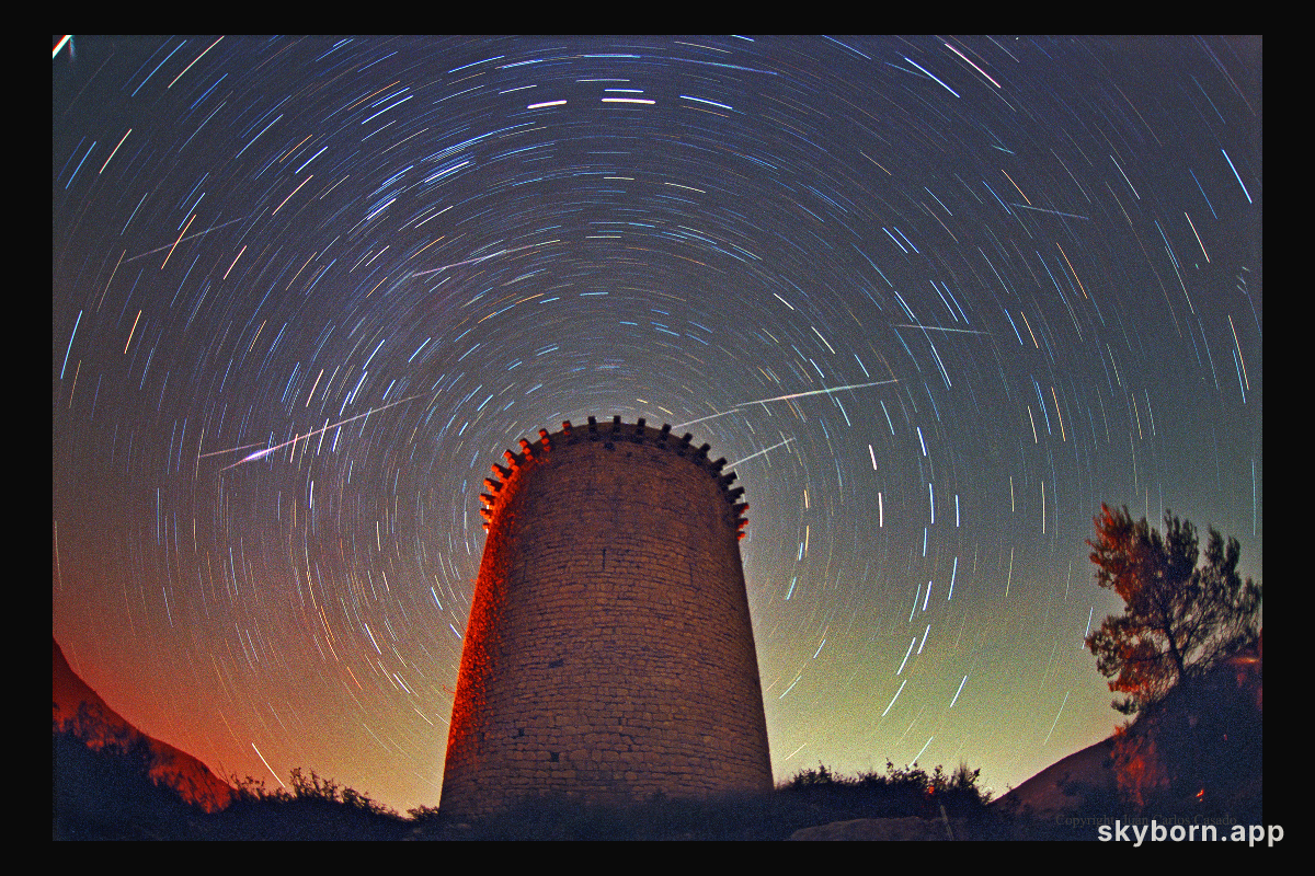 Leonids Above Torre de la Guaita
