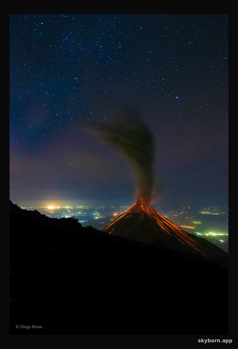 Volcano of Fire Erupts Under the Stars