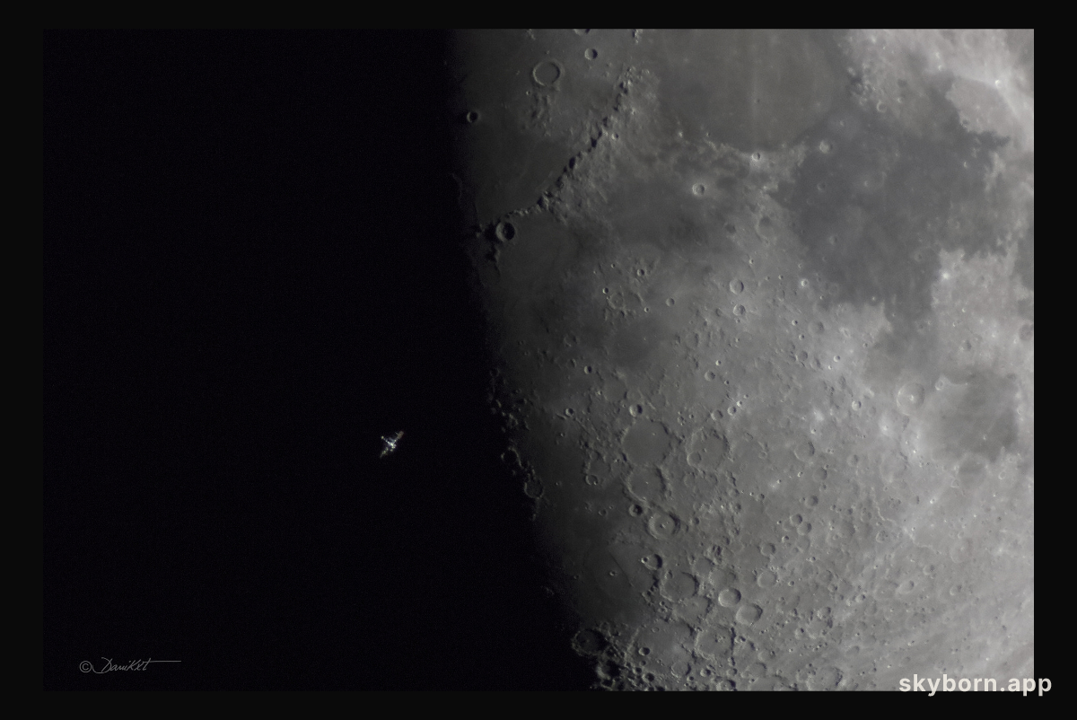Space Station over Lunar Terminator